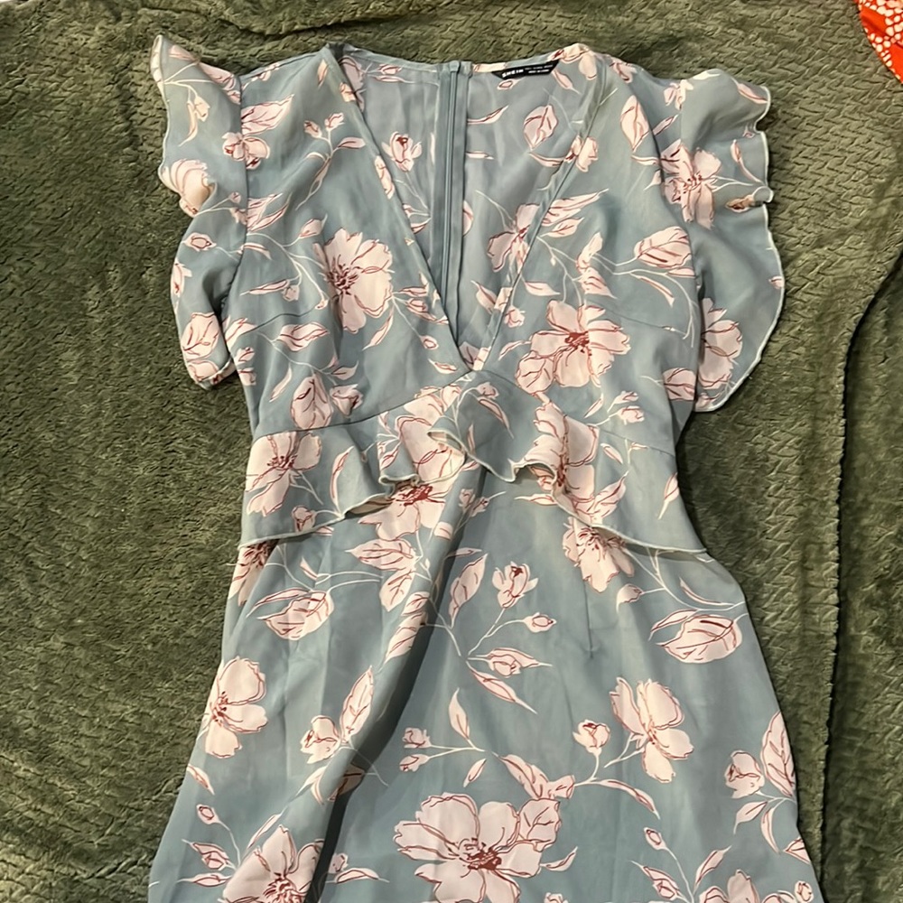 deep v line peplum vacation dress